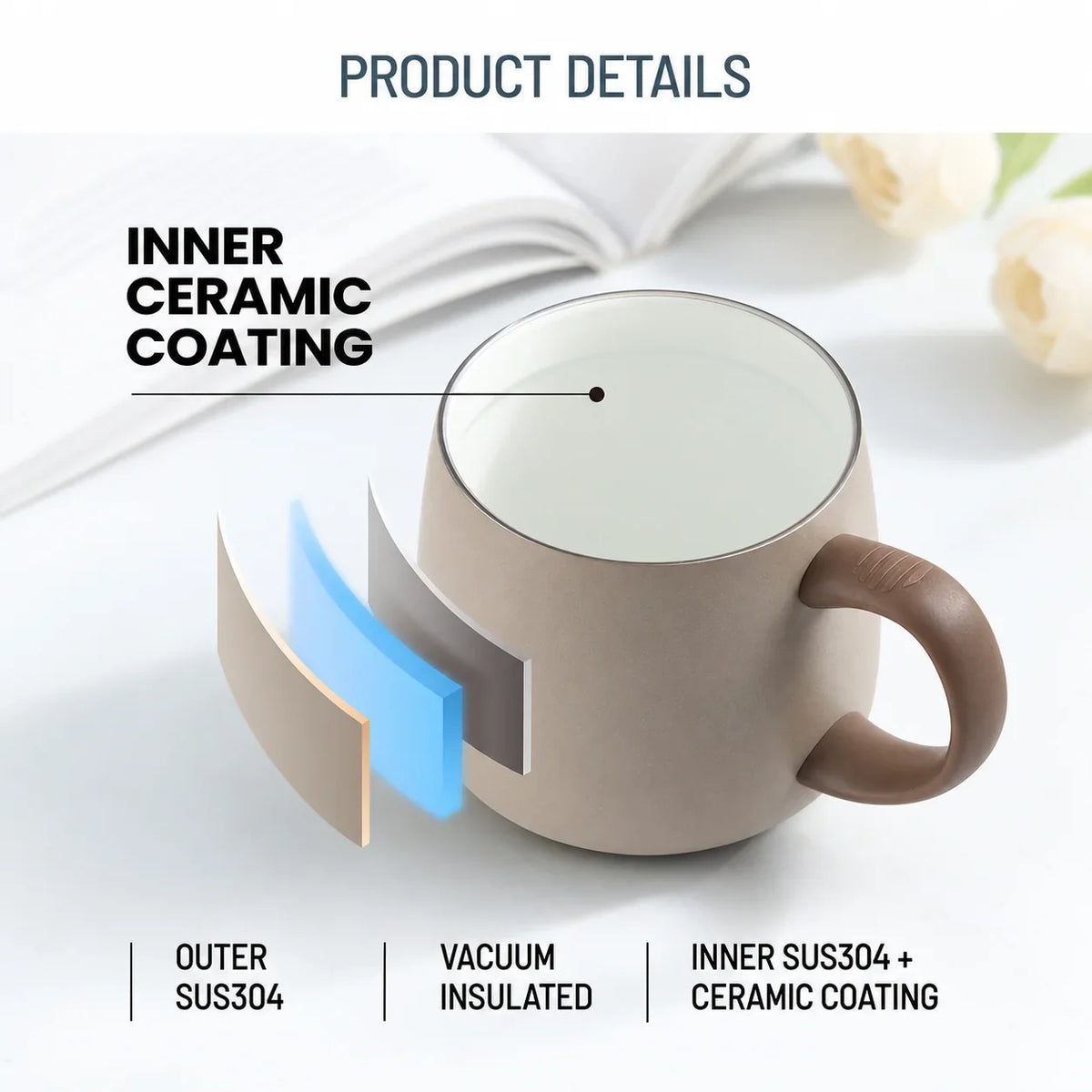 Insulated Coffee Mug 2.0 with Ceramic Inner 355 ML 01-01043