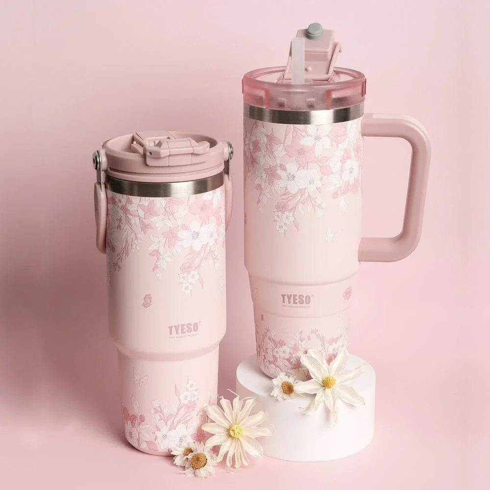 Floral Blush Aura Insulated Travel Tumbler 900 ML - 8868
